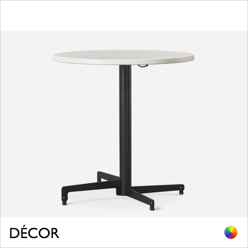 1 A G Caffè Pila Flip-Top Stackable Dining Table Base with a White Werzalit Round Table Top, For Indoor & Outdoor Use - Décor for Business