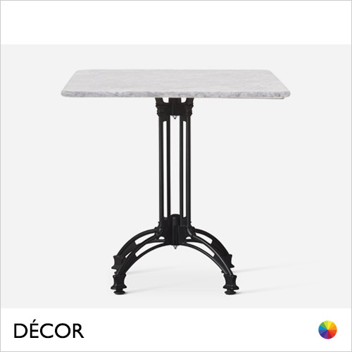 Caffè Barista Dining Table Base with a Solid Carrera Marble Square Table Top In Designer Finishes, For Indoor & Outdoor Use - Décor for Business
