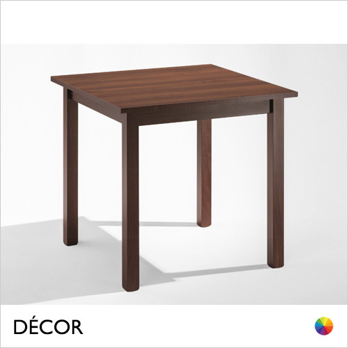 1 A Dinova Dining Table with a Walnut Stained Frame and a Walnut Melamine Top - Square & Rectangular Sizes - Décor for Business