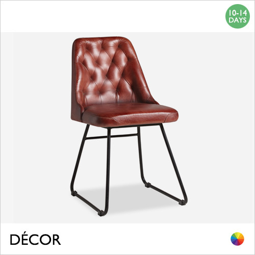 1 A A 2 Zeta Dining Chair with a Real Leather Diamond Quilted Backrest - In Designer Vintage Colours - Décor for Business