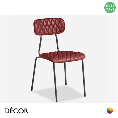 1 B Aida Dining Chair on a Raw Steel Frame with a Diamond Quilted Vintage Eco-Leather Seat and Backrest - In Designer Colours - Décor for Business