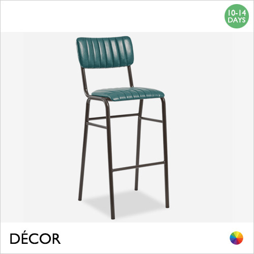 1 G Corda Stackable Bar Stool with a Ribbed Vintage Eco-Leather Seat and Backrest - In Designer Colours - Décor for Business