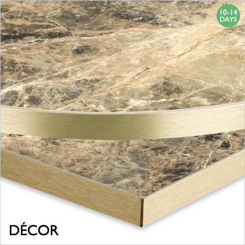 1 A Breccia Paradiso Marble with Gold Edging Laminate Table Top, 25mm Thick - Square, Round & Rectangular - Décor for Business