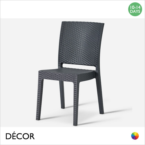 1 B Modena Stackable Dining Chair, Polypropylene - Black Woven Faux Wicker Seat, Backrest and Frame - Décor for Business