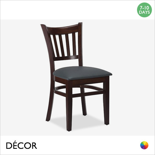 1 A A Elvera Rail-Back Dining Chair with a Walnut Frame and an Upholstered Seat - In Designer Eco Leather Colours - Décor for Business