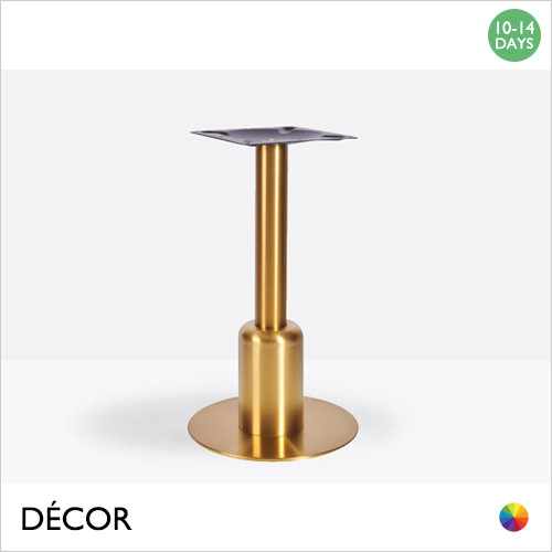 1 N Tavio Vintage Brass Small Round Dining Table Base Featuring a Short Sleeve - For Maximum Ø800mm & 700mm x 700mm Tops - Décor for Business