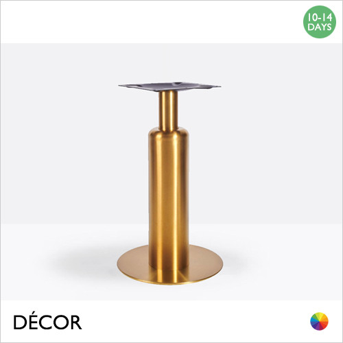 1 N Tavio Vintage Brass Small Round Dining Table Base Featuring a Long Sleeve - For Maximum Ø800mm & 700mm x 700mm Tops - Décor for Business