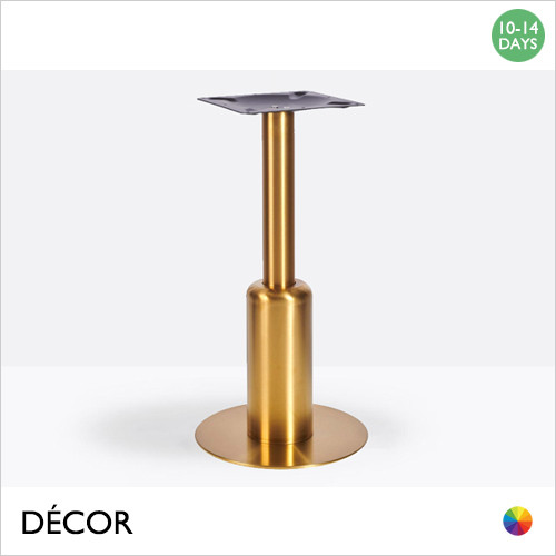 1 N Tavio Vintage Brass Small Round Poseur Table Base Featuring a Medium Sleeve - For Maximum Ø600mm & 600mm x 600mm Tops - Décor for Business