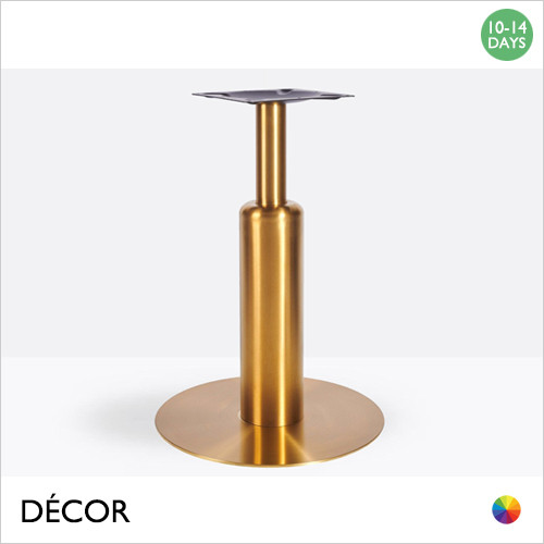 1 N Tavio Vintage Brass Large Round Poseur Table Base Featuring a Long Sleeve - For Maximum Ø800mm & 700mm x 700mm Tops - Décor for Business