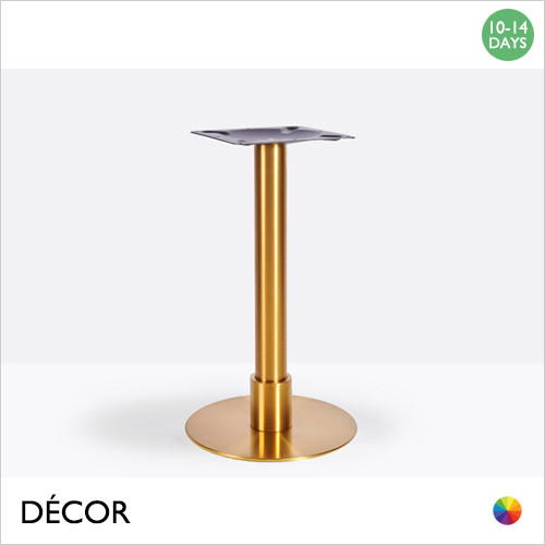 1 E Cartia Vintage Brass Small Round Dining Table Base Featuring a Short Sleeve - For Maximum Ø800mm & 700mm x 700mm Tops - Décor for Business