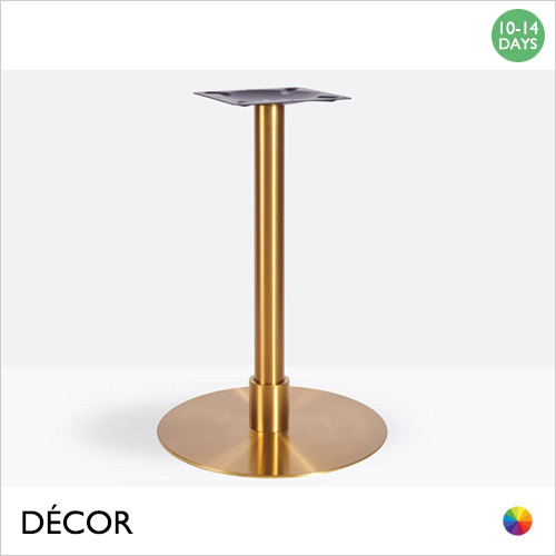 Cartia Vintage Brass Large Round Poseur Table Base Featuring a Short Sleeve - For Maximum Ø800mm & 700mm x 700mm Tops - Décor for Business