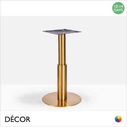 Cartia Vintage Brass Small Round Dining Table Base Featuring a Medium Sleeve - For Maximum Ø800mm & 700mm x 700mm Tops - Décor for Business