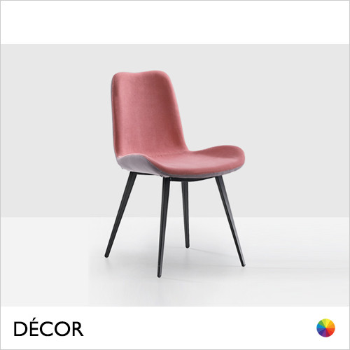 Midj - Dalia Dining Chair with Tapered Metal Legs - In Designer Fabrics, Leather & Eco Leathers - Décor for Designers
