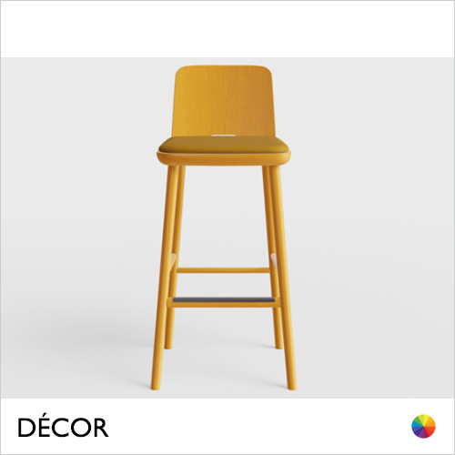 Décor Select - Tablet Bar Stool in Natural or Stained Ash with an Upholstered Seat - In Designer Fabrics and Wood Finishes