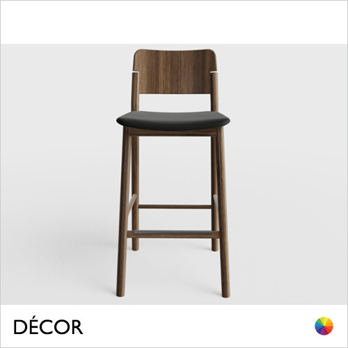 Décor Select - Pop Bar Stool in Natural or Stained Ash, Bar and Counter Heights  with an Upholstered Seat - In Designer Fabrics and Wood Finishes