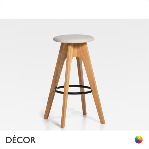 11A1 Décor Select - Tommy Bar Stool in Natural or Stained Ash with an Upholstered Seat - In Designer Fabrics and Wood Finishes - Décor Business 11A1 Décor Select - Tommy Bar Stool in Natural or Stained Ash with an Upholstered Seat - In Designer Fabrics and Wood Finishes - Décor Business