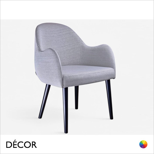 Icon Chairs - Look Chair with Armrests and Wooden Legs - In Designer Fabrics & Eco Leathers - Décor for Business