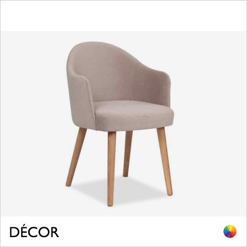 Décor Concept - Pietro Dining Chair with Armrests and an Arched Back and Tapered Beech Legs - In Designer Fabrics & Eco Leathers - Décor for Business