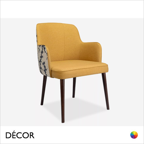 Décor Concept - Nicolo Dining Chair with a Squared Backrest and Tapered Wooden Legs - In Designer Fabrics & Eco Leathers - Décor for Business