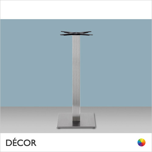 Tiffany Square Poseur Table Base with a Square Column - In Satin Steel or Powder-Coated Steel in Designer Neutral Colours - Décor for Business