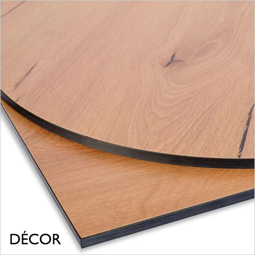Décor Dinova - Perla Rustic Wood Effect Premium Compact Laminate Table Top, 12mm Thick with Groove Fixing - Square, Round & Rectangular - Décor for Business