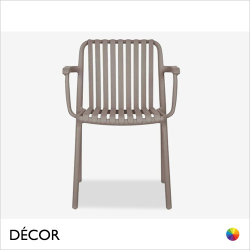 Décor Dinova - Palmira Stackable Dining Chair with Armrests with a Black, Green or Taupe Polypropylene Frame, Indoor and Outdoor - Décor for Business