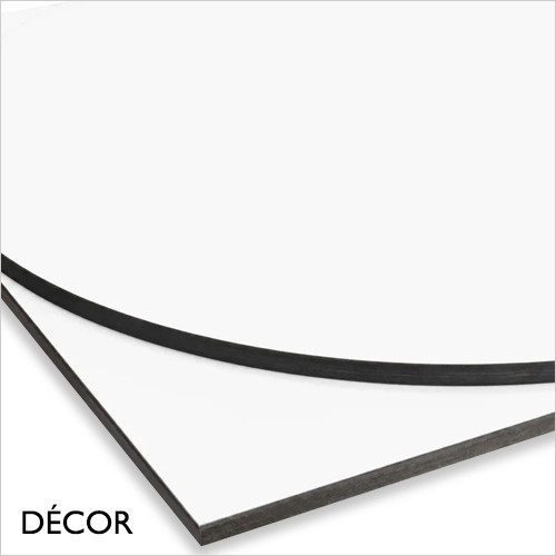 Décor Dinova - Perla White with a Black Edge Premium Compact Laminate Table Top, 12mm Thick with Groove Fixing - Square, Round & Rectangular - Décor for Business