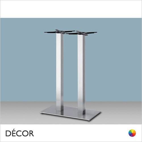 Tiffany Rectangular Poseur Table Base with Twin Square Columns - In Satin Steel or Black Powder-Coated Steel - Décor for Business