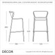 1A1 Lisa Bar Stool with Slim Metal Legs, Technopolymer, Bar & Counter Height - In Designer Colours & Neutral Tones - Décor for Home