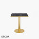 11A1 Tiffany Round Satin Brass Dining Table Base with a Round Column - Add a Brass-Edged Round or Square Black or Carrara Marble Effect Compact Laminate Top- Décor for Business