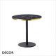 111A1 Tiffany Round Black Powder-Coated Dining Table Base with a Slim Round Column - Add a Brass-Edged Round or Square Black or Carrara Marble Effect Compact Laminate Top- Décor for Business