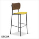 11A1 Rami Metal Bar Stool in Designer Fabrics & Eco Leathers with a Wooden Backrest - Made for You - Décor for Business