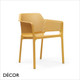 11A1 Net Stackable Café Chair with Armrests, Polypropylene - In Designer Colours & Neutral Tones - Décor for Business