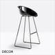 1 S Pedrali - Gliss Bar Stool with a Polypropylene Shell & Sleigh Frame, Bar & Counter Height - In High Gloss Designer Black or White - Décor for Business