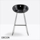 1 S Pedrali - Gliss Bar Stool with a Polypropylene Shell & Sleigh Frame, Bar & Counter Height - In High Gloss Designer Black or White - Décor for Business