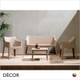 Coccolona Outdoor Dining Set - Sofa, Two Chairs & Table, Technopolymer - In Designer Neutral Tones - Décor for Home & Business Coccolona Outdoor Dining Set - Sofa, Two Chairs & Table, Technopolymer - In Designer Neutral Tones - Décor for Home & Business