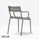 1 G Souvenir Be Green Stackable Dining Chair with Armrests, Recycled Polypropylene - In Designer Neutral Grey - Décor for Business