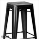 Bastille Bar Stool in Matt Black Pressed Steel with a Cut-out Handle on the Seat - Classic French Bistro Style - Décor for Business