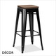 Bastille Bar Stool in Matt Black Pressed Steel with a Wooden Seat  - Classic French Bistro Style - Décor for Business