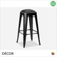 1 B Bastille Bar Stool in Matt Black Pressed Steel with a Matt Black Eco-Leather Seat Pad - Classic French Bistro Style - Décor for Business