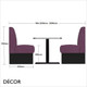 Battersea 2 Seat Booth Set - Plain, Standard-Height Backrest - Includes 2 x 600mm Banquette Benches with 1 x Table - Décor for Business