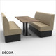 Battersea 6 Seat Booth Set - Plain, Standard-Height Backrest - Includes 2 x 1500mm Banquette Benches with 1 x Table - Décor for Business