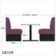 Battersea 4 Seat Booth Set - Fluted, Standard-Height Backrest - Includes 2 x 1200mm Banquette Benches with 1 x Table - Décor for Business