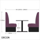 Battersea 4 Seat Booth Set - Plain, High Backrest - Includes 2 x 1200mm Banquette Benches with 1 x Table - Décor for Business