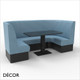 Battersea U-Shaped Booth Set - Plain, High Backrest - Includes 1 x 1000mm, 2 x 750mm Rounded Corners & 2 x 600mm Banquette Benches with 1 x Table - Décor for Business