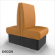 Battersea 1 Seat 600mm Twin Back to Back Banquette Bench - Plain, High Backrest - Décor for Business