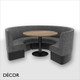 Battersea Large ¾ Round Booth Set - Plain, Standard-Height Backrest - Includes 3 x 1200mm Round Banquette Benches with 1 x 1200mm Table - Décor for Business