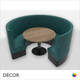 Battersea Large ¾ Round Booth Set - Fluted, High Backrest - Includes 3 x 1200mm Round Banquette Benches with 1 x 1200mm Table - Décor for Business