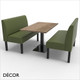 Greenwich 4 Seat Booth Set - Plain, Standard-Height Backrest - Includes 2 x 1200mm Banquette Benches with 1 x Table - Décor for Business
