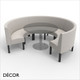 Greenwich Large ¾ Round Booth Set - Quilted, Standard-Height Backrest - Includes 3 x 1200mm Round Banquette Benches with 1 x 800mm Table - Décor for Business